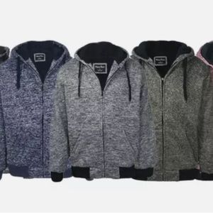 Men Sherpa Lined Zip Up Hoodie